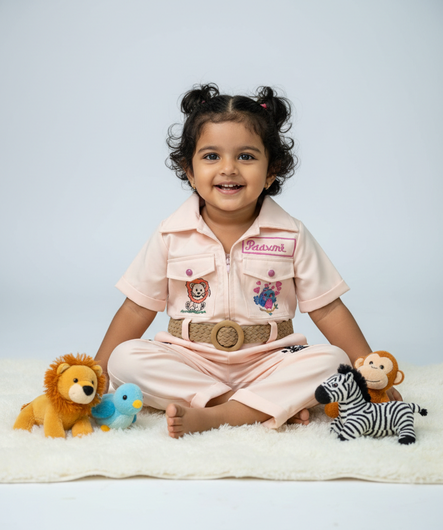 Peach Embroidered Jumpsuit for Baby Girls - CuddlesClothing