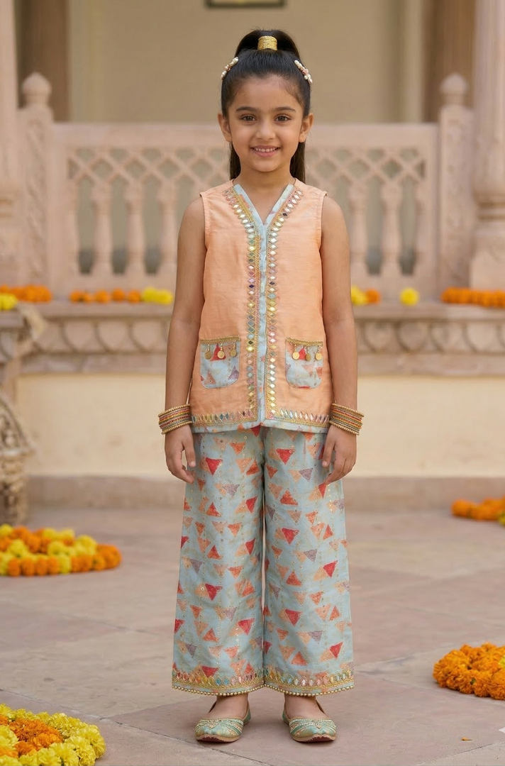 Peach Sleeveless Top and Palazzo Co-ord Set - CuddlesClothing