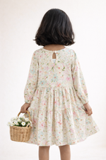 Load image into Gallery viewer, Floral Cotton Linen Dress with Bird Embroidery - CuddlesClothing