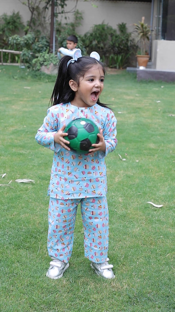 Cupcake Print Muslin Nightsuit - CuddlesClothing