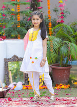 Load image into Gallery viewer, Girls White Embroidered Holi Dhoti Set - CuddlesClothing
