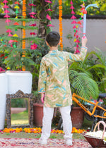 Load image into Gallery viewer, Boys Green Kurta with Paint Splash Embroidery - CuddlesClothing