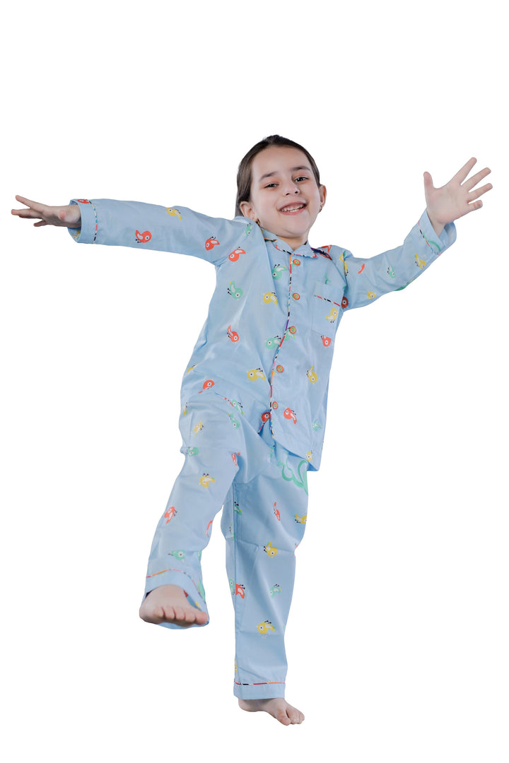 "Pond Pals" Sky Blue Children's Nightsuit - CuddlesClothing