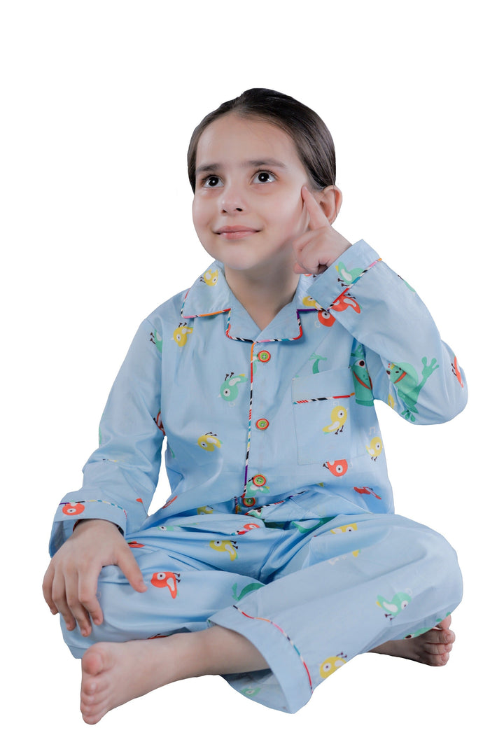 "Pond Pals" Sky Blue Children's Nightsuit - CuddlesClothing