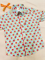 Load image into Gallery viewer, Boys Light Blue Crab Print Cotton Shirt - CuddlesClothing