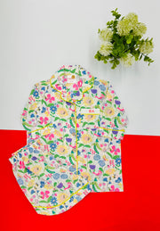 Girls Floral Print Cotton Breathable Kids Summer Nightsuit - CuddlesClothing