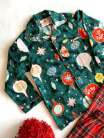 Load image into Gallery viewer, Kids Christmas Ornament Flannel Nightsuit - CuddlesClothing