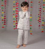 Load image into Gallery viewer, Kids Muslin Nightsuit with Cat Print - CuddlesClothing