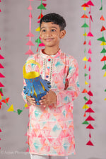 Load image into Gallery viewer, Boys Pink Muslin Kurta Pajama Set - CuddlesClothing