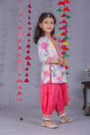 Neon Splash Garden Print Kurta Set With Side Tassel Detailing & Salwar