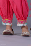 Neon Splash Garden Print Kurta Set With Side Tassel Detailing & Salwar