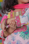 Neon Splash Garden Print Kurta Set With Side Tassel Detailing & Salwar