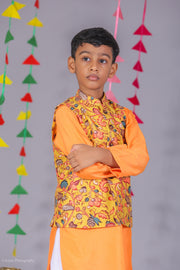 Boys Muslin Jacket & Cotton Silk Kurta Set - CuddlesClothing