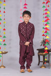 Royal Purple Cotton Silk 3-Piece Jacket Set for Boys
