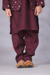 Royal Purple Cotton Silk 3-Piece Jacket Set for Boys