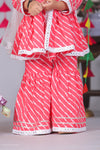 Lehriya Front Slit Flared Cotton Kurta with Garara Set