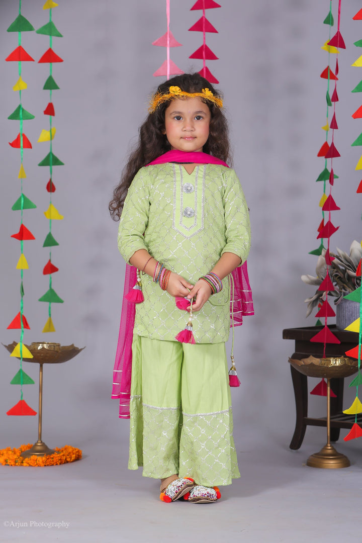 Mint Green Girls Sharara Set - CuddlesClothing
