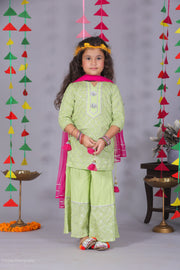 Mint Green Girls Sharara Set - CuddlesClothing