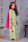 Radiant Parrot Green Gota Embroidered Sharara Set