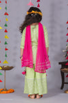 Radiant Parrot Green Gota Embroidered Sharara Set