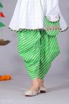 Flared Chikankari Kurta with Lehriya Dhoti Pants & Cute Mini Bag