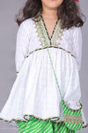 Flared Chikankari Kurta with Lehriya Dhoti Pants & Cute Mini Bag