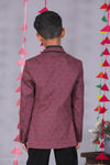 Wine Print Blazer 4-Piece Formal Suit Set For Boys