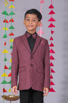Wine Print Blazer 4-Piece Formal Suit Set For Boys