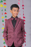 Wine Print Blazer 4-Piece Formal Suit Set For Boys