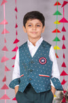 Marvel-Inspired 3 PC Blue Waistcoat Set For Boys