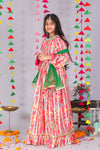 Pink Floral Print Cotton Silk Lehanga Set For Girls