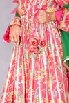 Pink Floral Print Cotton Silk Lehanga Set For Girls