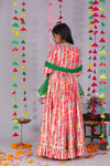 Pink Floral Print Cotton Silk Lehanga Set For Girls