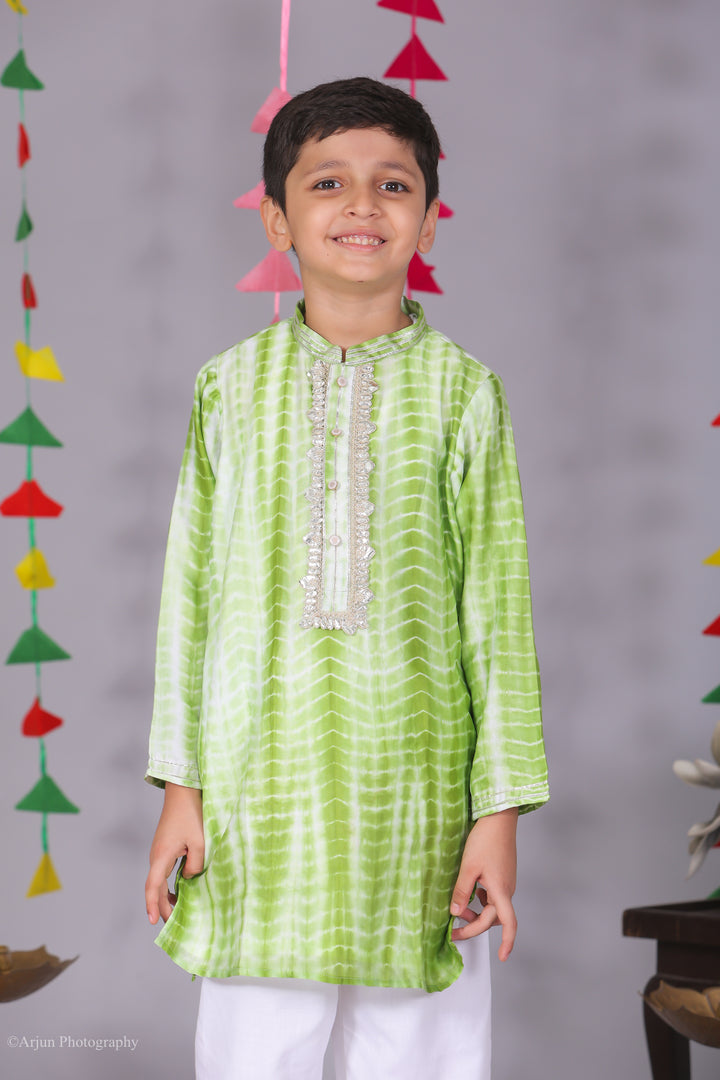 Boys Tie and Dye Silk Kurta Pajama Set - CuddlesClothing