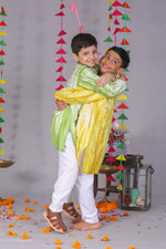 Load image into Gallery viewer, Boys Tie and Dye Silk Kurta Pajama Set - CuddlesClothing