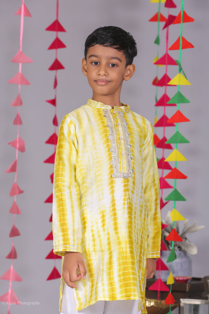 Boys Tie and Dye Silk Kurta Pajama Set - CuddlesClothing