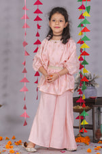 Load image into Gallery viewer, Girls Pink Cotton Silk Block Print Co-ord Set - CuddlesClothing