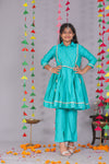 Cotton Silk Kalidar Set with Front Slit Pants & Tie-On Flap