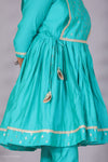 Cotton Silk Kalidar Set with Front Slit Pants & Tie-On Flap