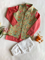 Load image into Gallery viewer, Boys Silk Embroidered Jacket &amp; Kurta Set - CuddlesClothing