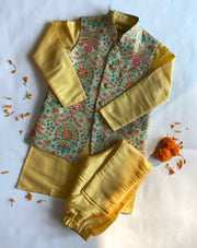 Boys Silk Embroidered Jacket & Kurta Set - CuddlesClothing