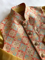 Load image into Gallery viewer, Boys Yellow Kurta Pajama &amp; Embroidered Nehru Jacket Set - CuddlesClothing