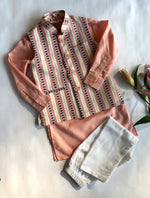 Load image into Gallery viewer, Kids Peach Nehru Jacket Set - Indian Ethnic Wear - CuddlesClothing