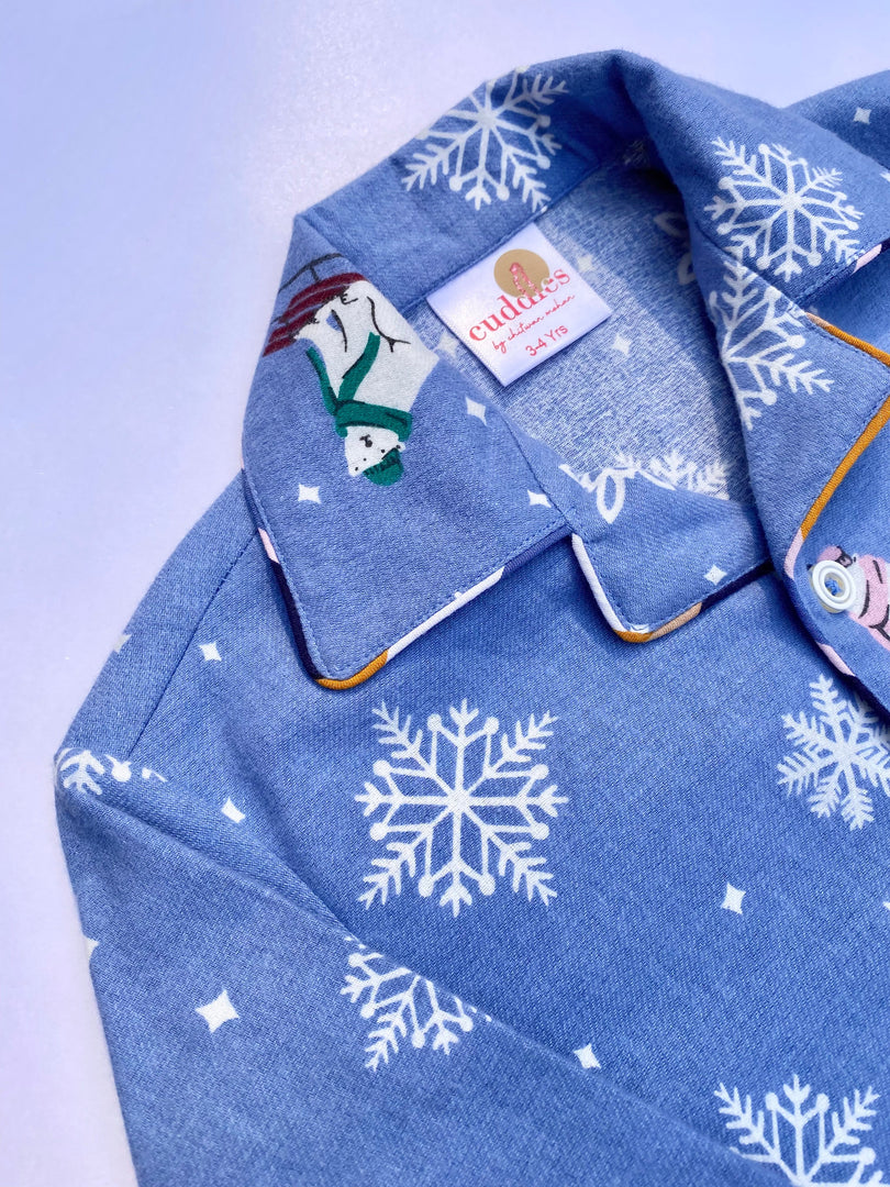 Kids Polar Bear Flannel Nightsuit - CuddlesClothing