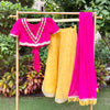 Sunshine Bloom Pink and Yellow Embellished Lehenga Set for Girls