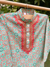 Printed Cotton Kurta Set with Thread and Gota Embroidery