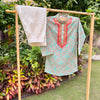 Printed Cotton Kurta Set with Thread and Gota Embroidery
