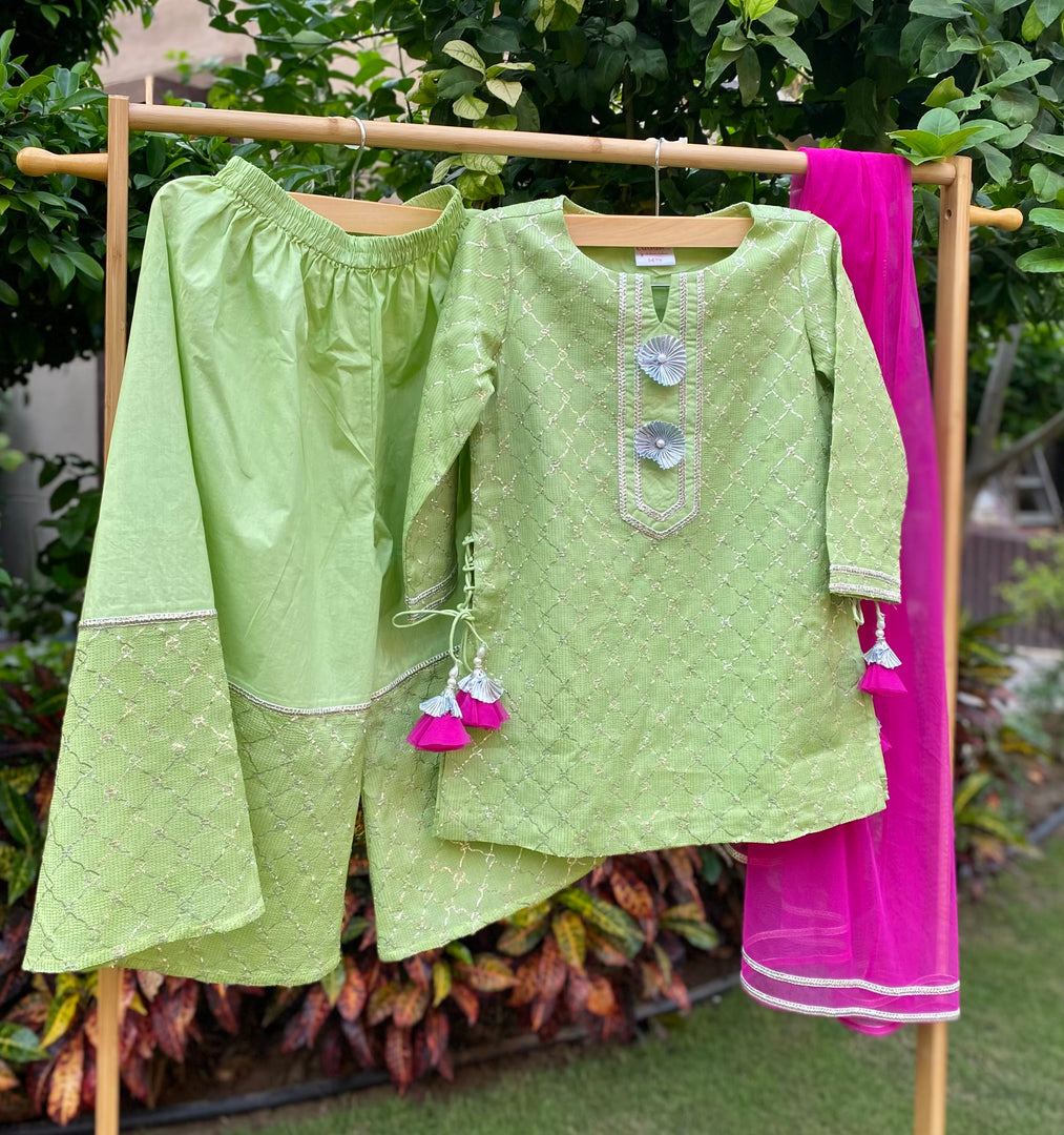 Mint Green Girls Sharara Set - CuddlesClothing