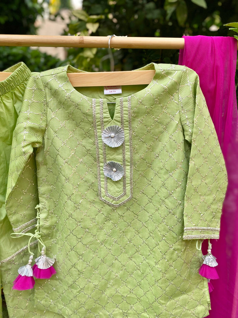 Mint Green Girls Sharara Set - CuddlesClothing