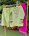 Radiant Parrot Green Gota Embroidered Sharara Set